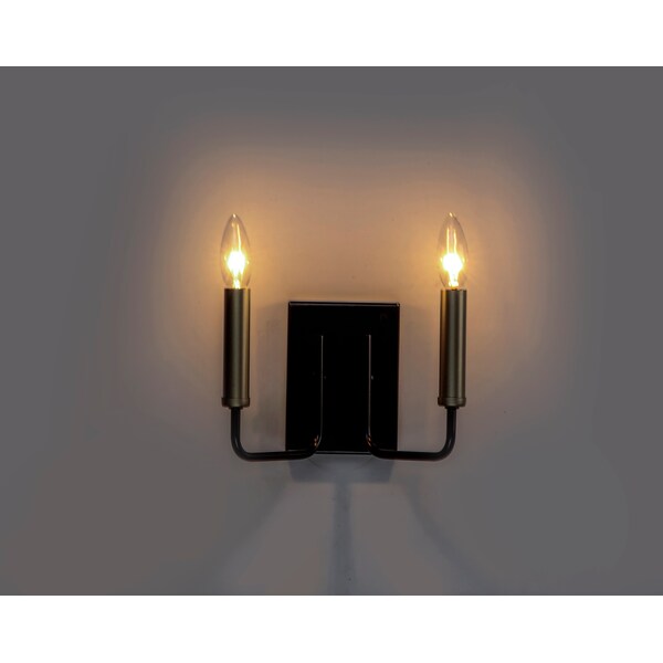 Sullivan 2-Light  Wide Black / Gold Wall Sconce